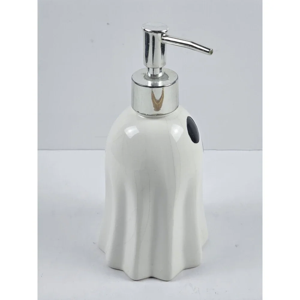 Home Essentials Ghost Ceramic Pump Soap Dispenser Glossy White 8 in
